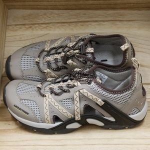 Mountrek Sandals with water vents on the bottom.